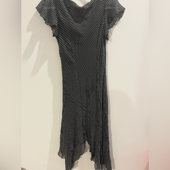 100% Silk Vintage Y2K Adrianna Papell Black and White Polka Dot Dress - Size 8 - Picture 2 of 7